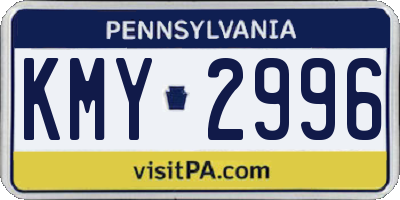 PA license plate KMY2996