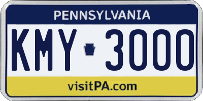 PA license plate KMY3000