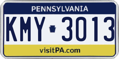 PA license plate KMY3013