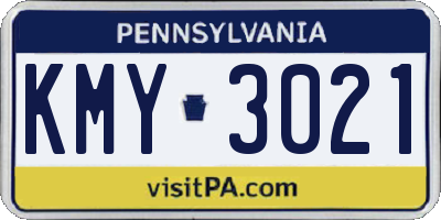PA license plate KMY3021