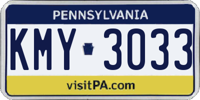 PA license plate KMY3033