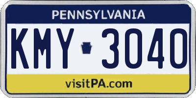 PA license plate KMY3040