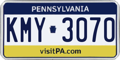 PA license plate KMY3070
