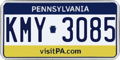 PA license plate KMY3085