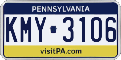 PA license plate KMY3106