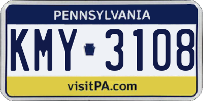 PA license plate KMY3108