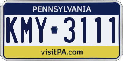 PA license plate KMY3111