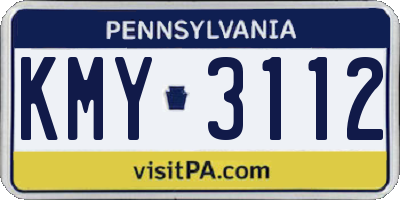 PA license plate KMY3112