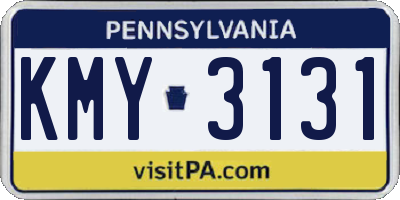 PA license plate KMY3131