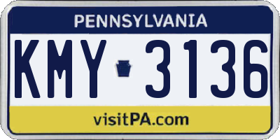 PA license plate KMY3136