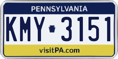 PA license plate KMY3151