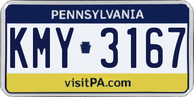 PA license plate KMY3167