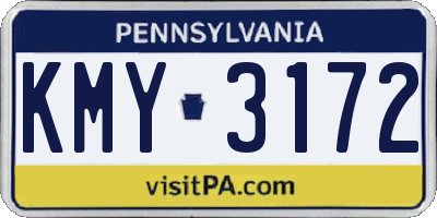 PA license plate KMY3172