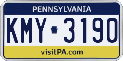 PA license plate KMY3190