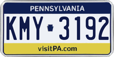 PA license plate KMY3192