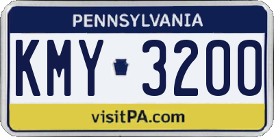PA license plate KMY3200