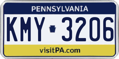 PA license plate KMY3206