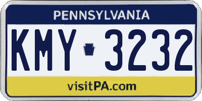 PA license plate KMY3232