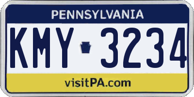 PA license plate KMY3234
