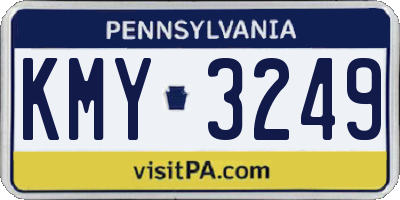 PA license plate KMY3249