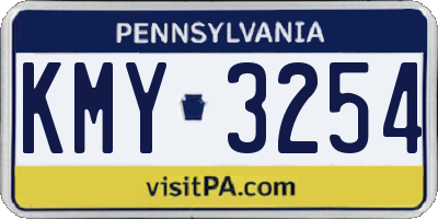 PA license plate KMY3254