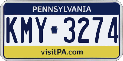 PA license plate KMY3274