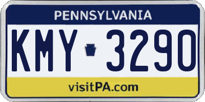 PA license plate KMY3290