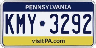 PA license plate KMY3292