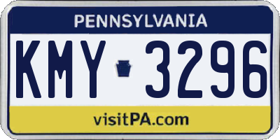 PA license plate KMY3296