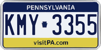 PA license plate KMY3355
