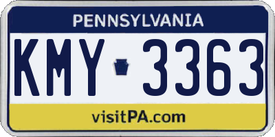 PA license plate KMY3363