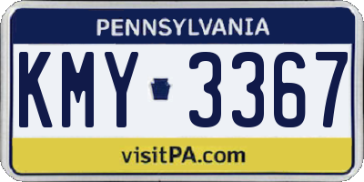 PA license plate KMY3367