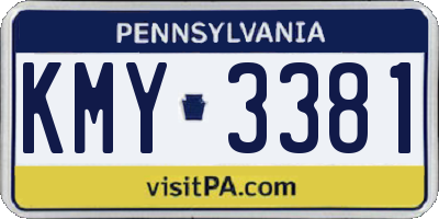 PA license plate KMY3381