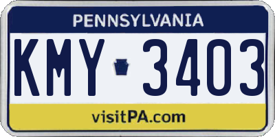 PA license plate KMY3403