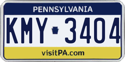 PA license plate KMY3404