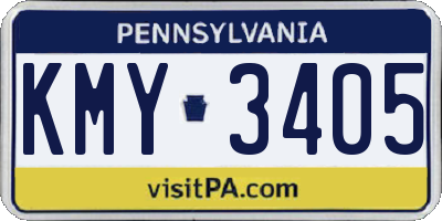 PA license plate KMY3405