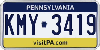 PA license plate KMY3419