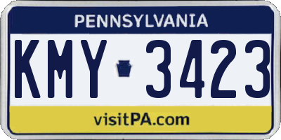 PA license plate KMY3423