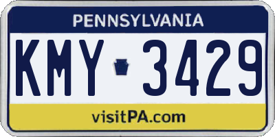PA license plate KMY3429
