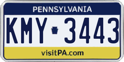 PA license plate KMY3443