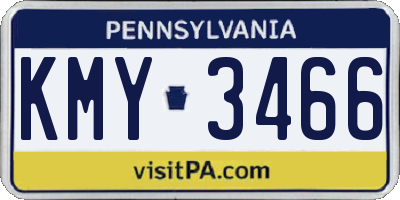 PA license plate KMY3466