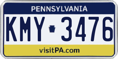 PA license plate KMY3476