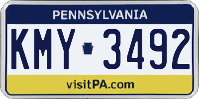 PA license plate KMY3492
