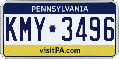 PA license plate KMY3496