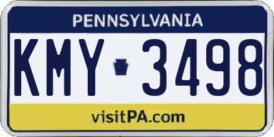 PA license plate KMY3498