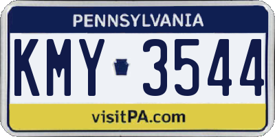 PA license plate KMY3544
