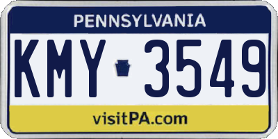 PA license plate KMY3549