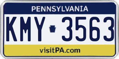 PA license plate KMY3563
