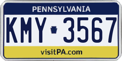 PA license plate KMY3567