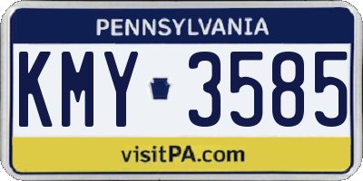 PA license plate KMY3585